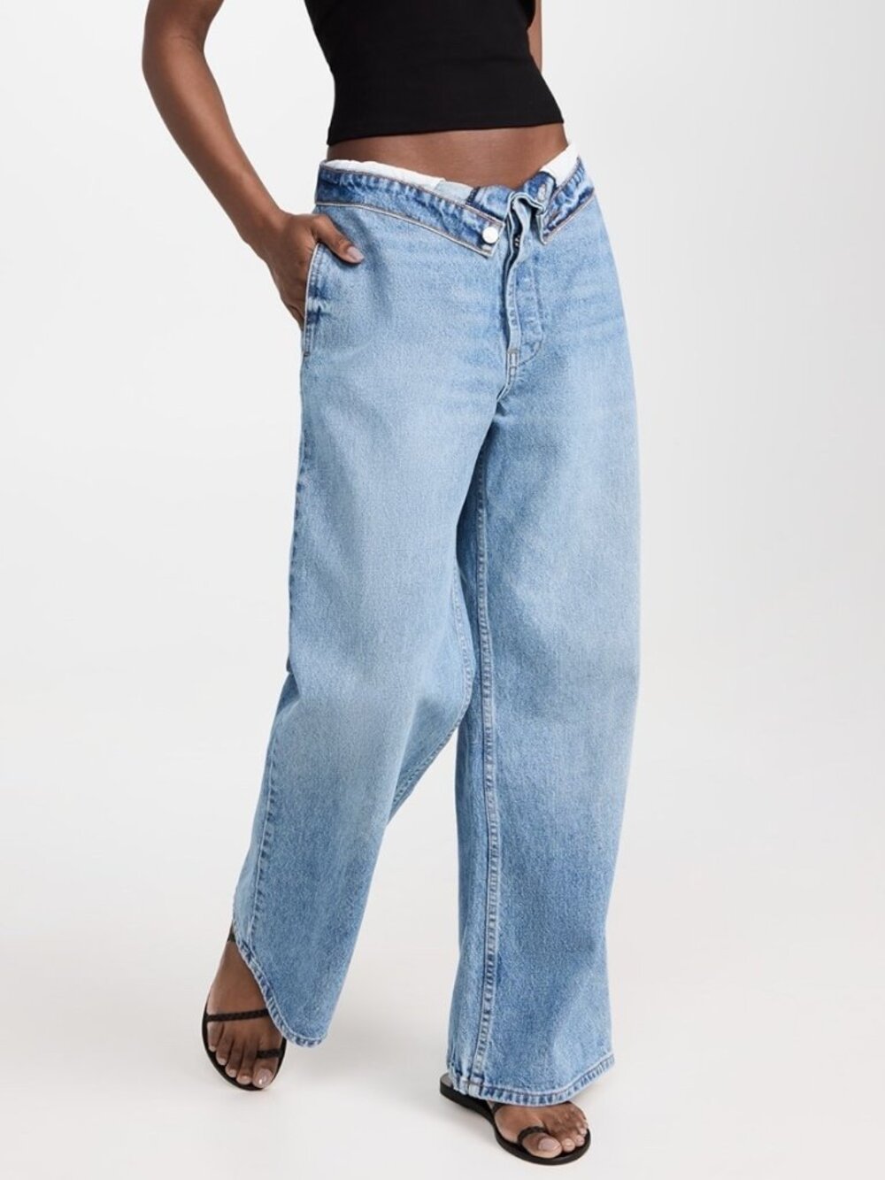 EB Denim Jeans Madison High Rise Ultra Wide Leg Luca Wash Womens 26